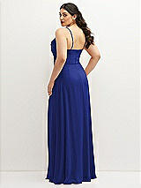Rear View Thumbnail - Cobalt Blue Soft Cowl-Neck A-Line Maxi Dress with Adjustable Straps