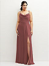 Front View Thumbnail - English Rose Soft Cowl-Neck A-Line Maxi Dress with Adjustable Straps