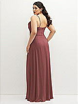 Rear View Thumbnail - English Rose Soft Cowl-Neck A-Line Maxi Dress with Adjustable Straps