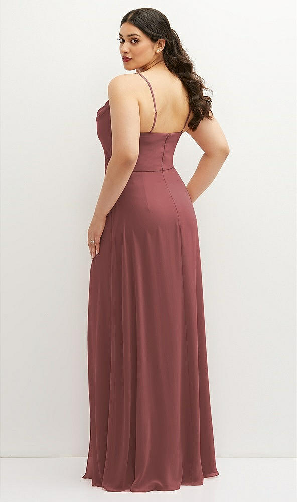 Back View - English Rose Soft Cowl-Neck A-Line Maxi Dress with Adjustable Straps