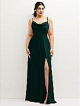 Front View Thumbnail - Evergreen Soft Cowl-Neck A-Line Maxi Dress with Adjustable Straps
