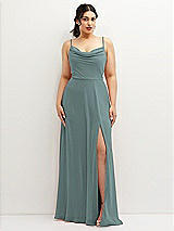 Front View Thumbnail - Icelandic Soft Cowl-Neck A-Line Maxi Dress with Adjustable Straps