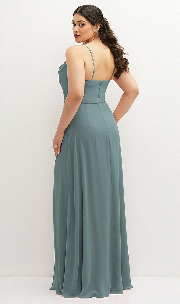 Back View - Icelandic Soft Cowl-Neck A-Line Maxi Dress with Adjustable Straps