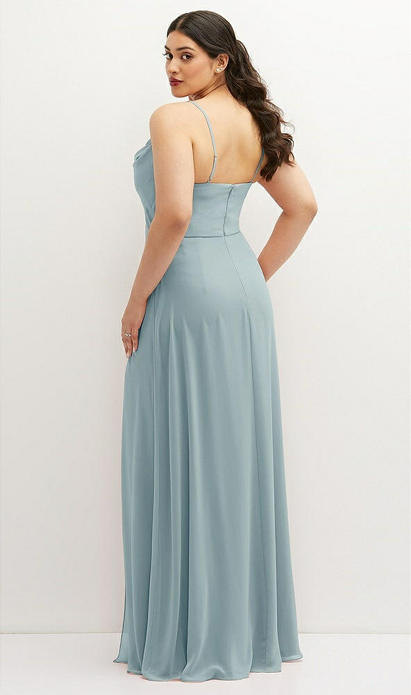 Back View - Morning Sky Soft Cowl-Neck A-Line Maxi Dress with Adjustable Straps