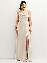 Front View Thumbnail - Oat Soft Cowl-Neck A-Line Maxi Dress with Adjustable Straps