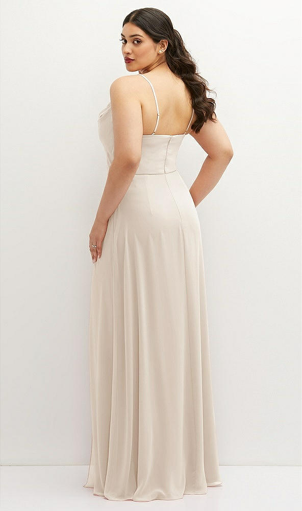 Back View - Oat Soft Cowl-Neck A-Line Maxi Dress with Adjustable Straps