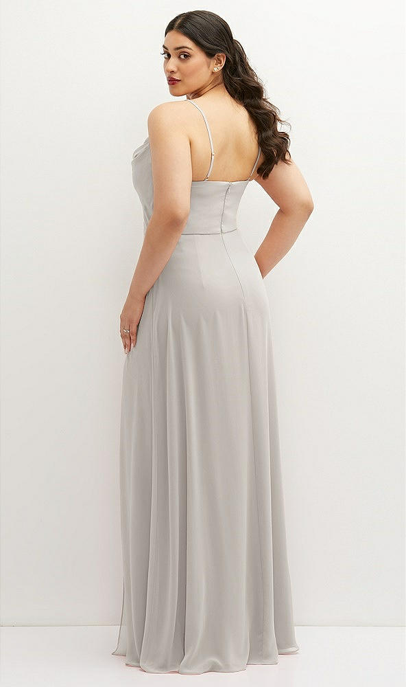 Back View - Oyster Soft Cowl-Neck A-Line Maxi Dress with Adjustable Straps