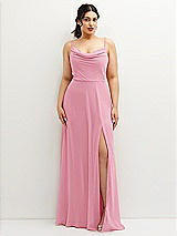 Front View Thumbnail - Peony Pink Soft Cowl-Neck A-Line Maxi Dress with Adjustable Straps