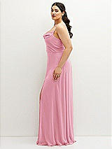 Side View Thumbnail - Peony Pink Soft Cowl-Neck A-Line Maxi Dress with Adjustable Straps