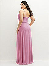 Rear View Thumbnail - Powder Pink Soft Cowl-Neck A-Line Maxi Dress with Adjustable Straps
