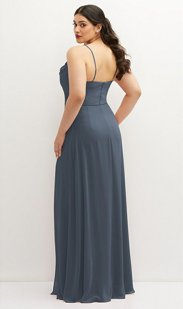 Back View - Silverstone Soft Cowl-Neck A-Line Maxi Dress with Adjustable Straps