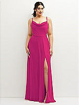 Front View Thumbnail - Think Pink Soft Cowl-Neck A-Line Maxi Dress with Adjustable Straps