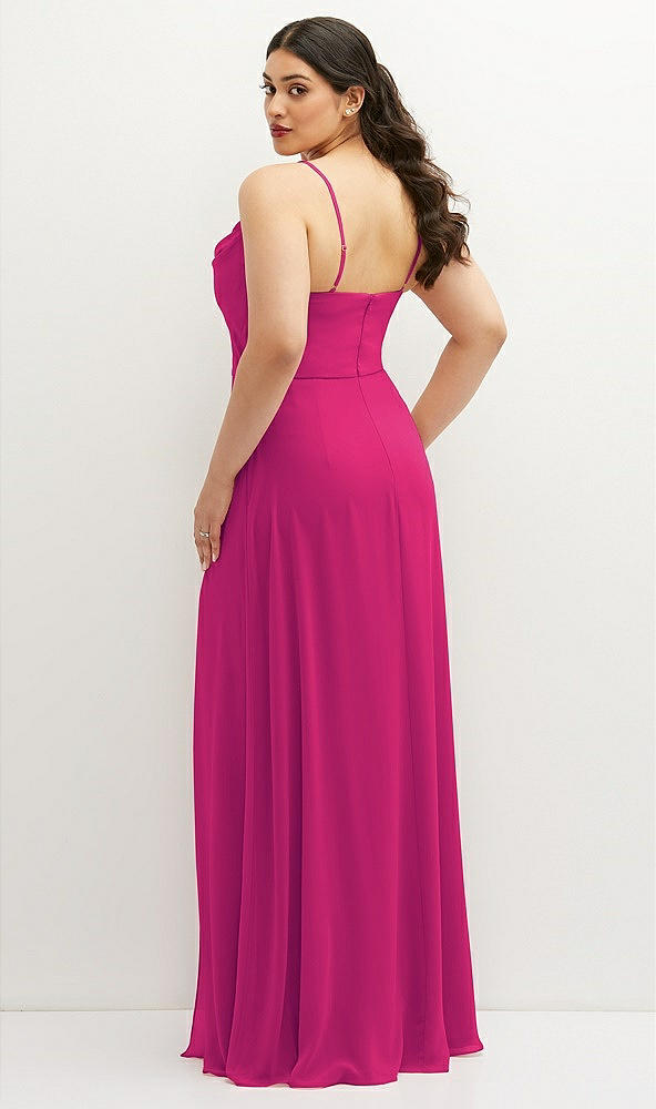 Back View - Think Pink Soft Cowl-Neck A-Line Maxi Dress with Adjustable Straps