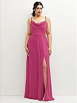 Front View Thumbnail - Tea Rose Soft Cowl-Neck A-Line Maxi Dress with Adjustable Straps