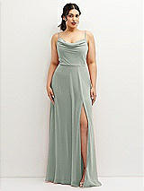 Front View Thumbnail - Willow Green Soft Cowl-Neck A-Line Maxi Dress with Adjustable Straps