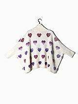 Rear View Thumbnail - Ivory Cozy Pink & Purple Ombre Heart Cardigan Sweater