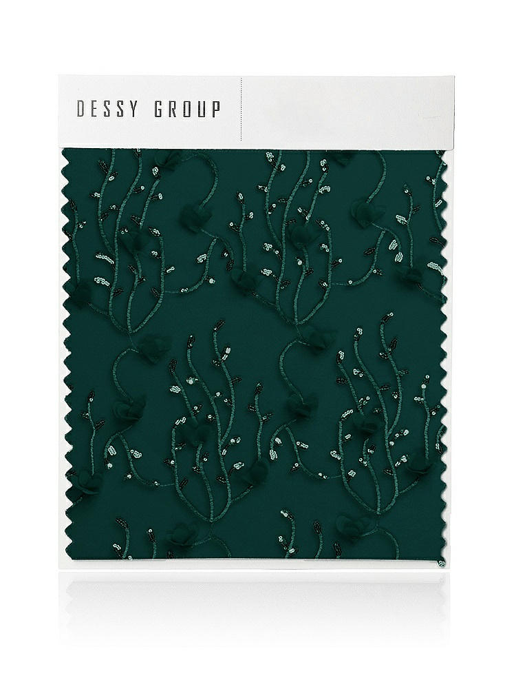 Front View - Evergreen Trellis 3D Sequin Embroidery Swatch