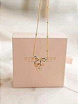 Rear View Thumbnail - Gold Gold Bow Necklace - 20 inch