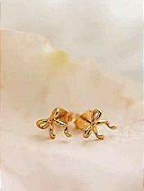Rear View Thumbnail - Gold Gold Mini Bow Stud Earrings