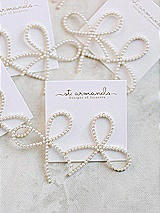 Rear View Thumbnail - Natural Pearl Bow Statement Earrings
