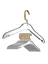 Alt View 1 Thumbnail - Clear Clear Acrylic Clothes Hanger Set of 10 with Gold-Tone Hooks