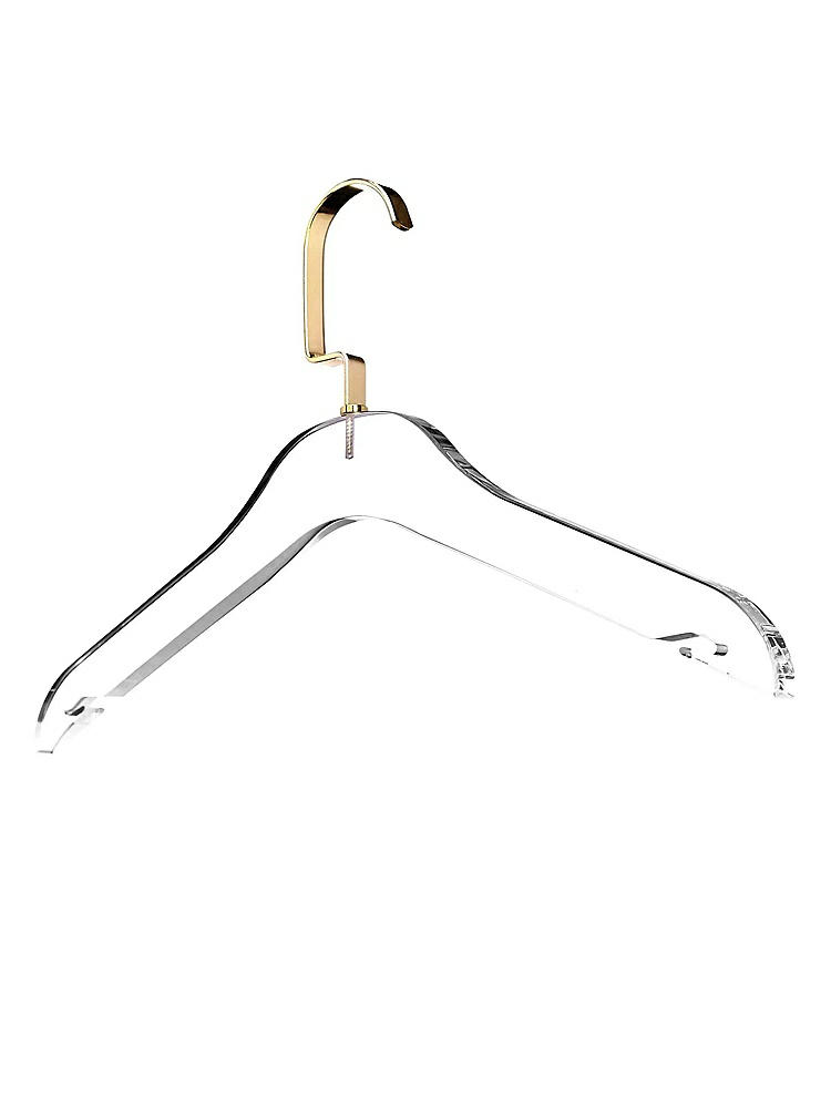 Front View - Clear Clear Acrylic Clothes Hanger Set of 10 with Gold-Tone Hooks