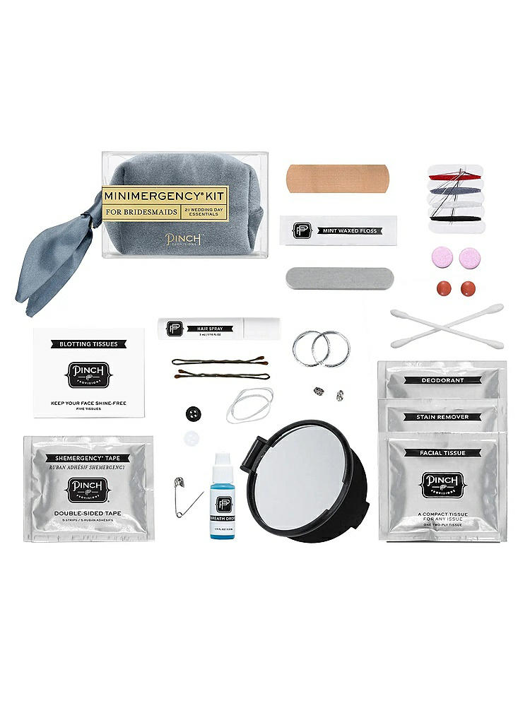 Back View - Dusty Blue Velvet Minimergency Kit for Bridesmaids