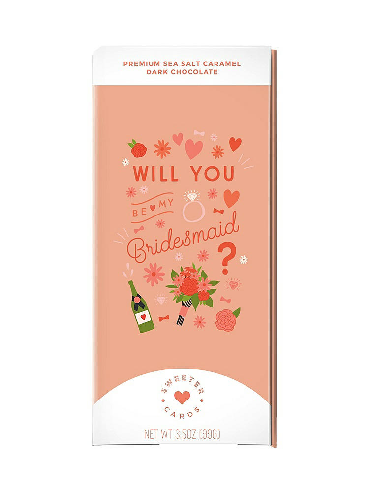 Front View - Neutral Bridesmaid Proposal Card with Fair Trade Chocolate Bar