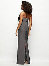 Rear View Thumbnail - Caviar Gray Strapless Satin Column Maxi Dress with Oversized Handcrafted Bow