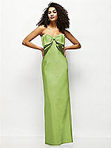 Alt View 1 Thumbnail - Mojito Strapless Satin Column Maxi Dress with Oversized Handcrafted Bow