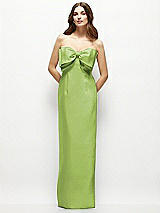 Alt View 2 Thumbnail - Mojito Strapless Satin Column Maxi Dress with Oversized Handcrafted Bow