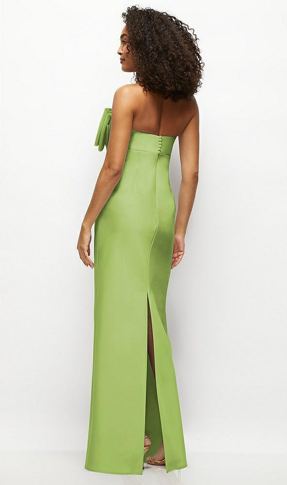Back View - Mojito Strapless Satin Column Maxi Dress with Oversized Handcrafted Bow