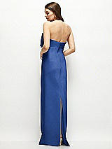 Alt View 4 Thumbnail - Classic Blue Strapless Satin Column Maxi Dress with Oversized Handcrafted Bow