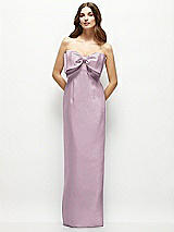 Alt View 2 Thumbnail - Suede Rose Strapless Satin Column Maxi Dress with Oversized Handcrafted Bow