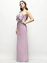 Alt View 3 Thumbnail - Suede Rose Strapless Satin Column Maxi Dress with Oversized Handcrafted Bow