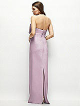 Alt View 4 Thumbnail - Suede Rose Strapless Satin Column Maxi Dress with Oversized Handcrafted Bow