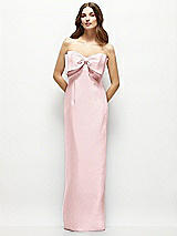 Alt View 2 Thumbnail - Ballet Pink Strapless Satin Column Maxi Dress with Oversized Handcrafted Bow
