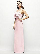 Alt View 3 Thumbnail - Ballet Pink Strapless Satin Column Maxi Dress with Oversized Handcrafted Bow