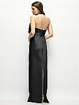 Alt View 4 Thumbnail - Black Strapless Satin Column Maxi Dress with Oversized Handcrafted Bow