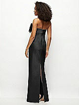Rear View Thumbnail - Black Strapless Satin Column Maxi Dress with Oversized Handcrafted Bow