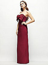 Alt View 3 Thumbnail - Burgundy Strapless Satin Column Maxi Dress with Oversized Handcrafted Bow
