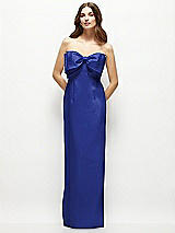 Alt View 2 Thumbnail - Cobalt Blue Strapless Satin Column Maxi Dress with Oversized Handcrafted Bow
