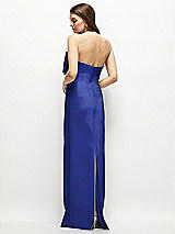 Alt View 4 Thumbnail - Cobalt Blue Strapless Satin Column Maxi Dress with Oversized Handcrafted Bow