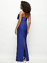 Rear View Thumbnail - Cobalt Blue Strapless Satin Column Maxi Dress with Oversized Handcrafted Bow