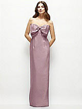 Alt View 2 Thumbnail - Dusty Rose Strapless Satin Column Maxi Dress with Oversized Handcrafted Bow