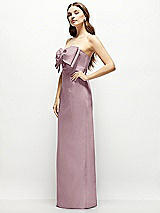 Alt View 3 Thumbnail - Dusty Rose Strapless Satin Column Maxi Dress with Oversized Handcrafted Bow