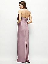 Alt View 4 Thumbnail - Dusty Rose Strapless Satin Column Maxi Dress with Oversized Handcrafted Bow