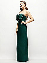 Alt View 3 Thumbnail - Evergreen Strapless Satin Column Maxi Dress with Oversized Handcrafted Bow