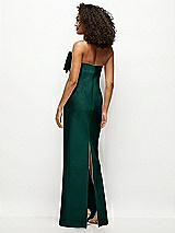 Rear View Thumbnail - Evergreen Strapless Satin Column Maxi Dress with Oversized Handcrafted Bow