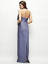 Alt View 4 Thumbnail - French Blue Strapless Satin Column Maxi Dress with Oversized Handcrafted Bow